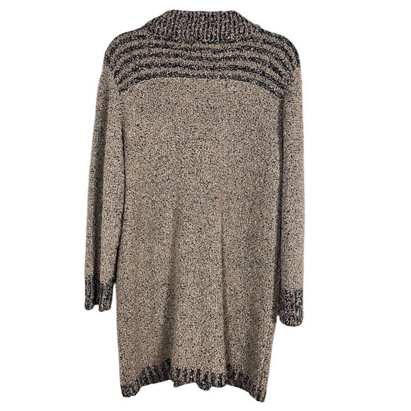 Monto Sweater Women M Tan Chunky Knit Striped Neutral Classic Old Money Preppy - Picture 9 of 11